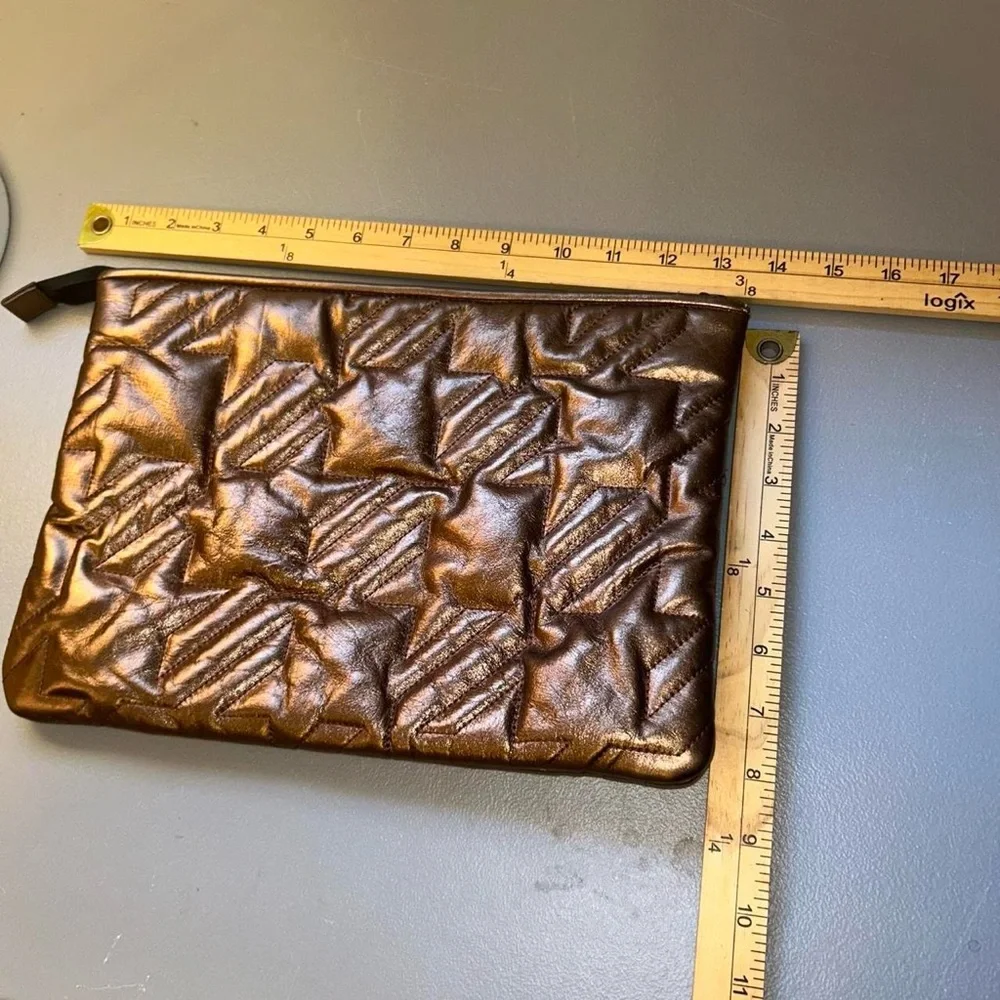 MAJE metallic large copper leather clutch / pouch